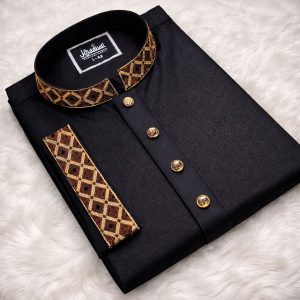 প্রিমিয়াম এমব্রয়ডারি পাঞ্জাবি (ব্লাক কালার) Code:P-7